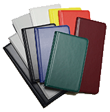 red, white, blue, black, yellow, gray, Burgundy and green vinyl tally book covers